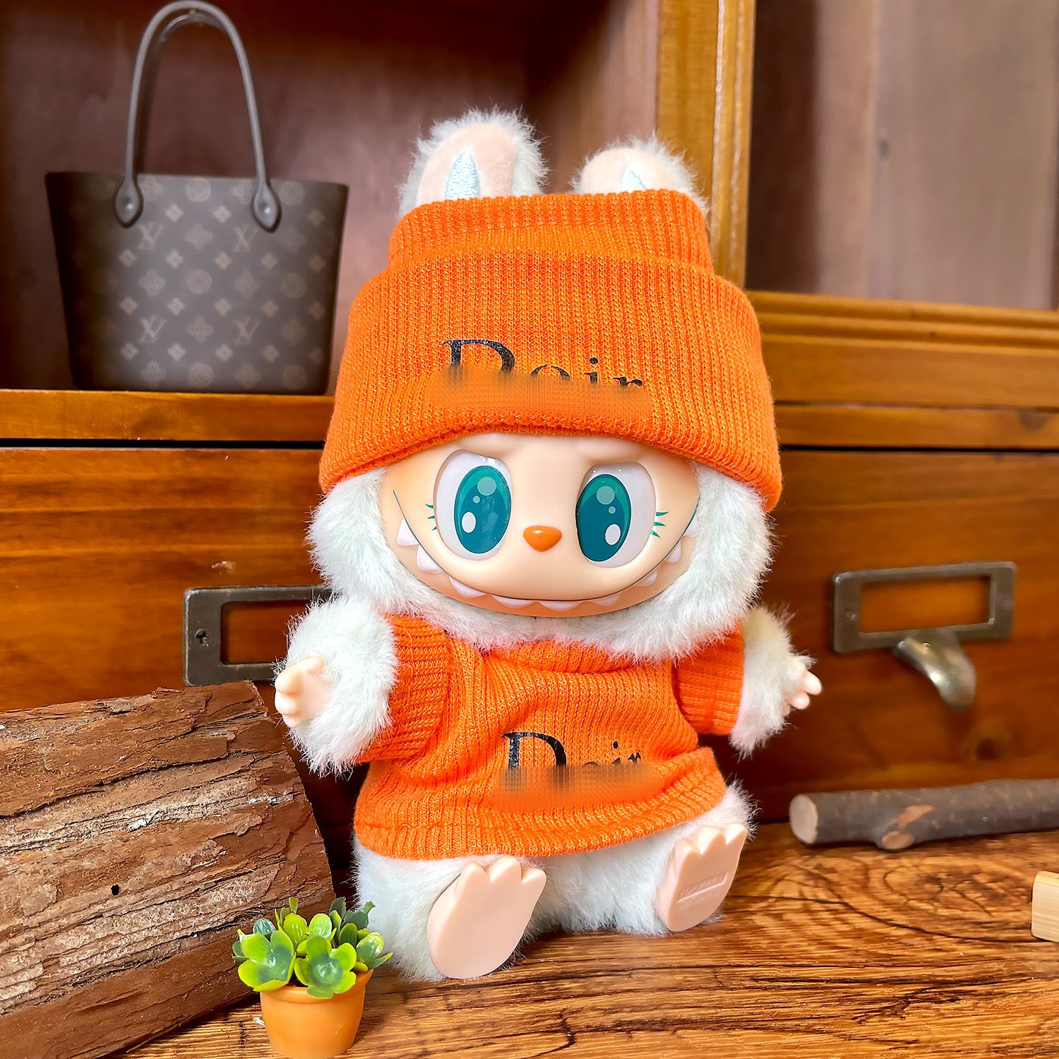 Fashion Suit Hat with Clothes for Labubu V1 V2 V3 Sitting Party Plush Dolls Outfit D