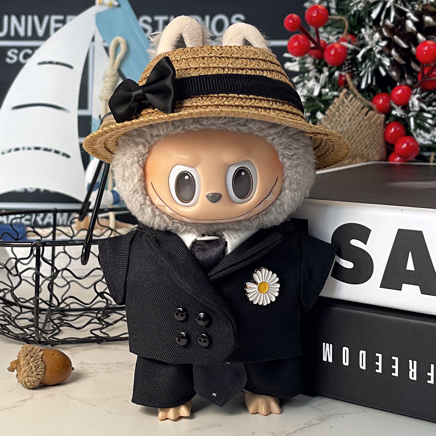 Fashion Gd With G-Dragon For Labubu V1 V2 V3 Clothes Doll Cloth Outfit 4 in 1