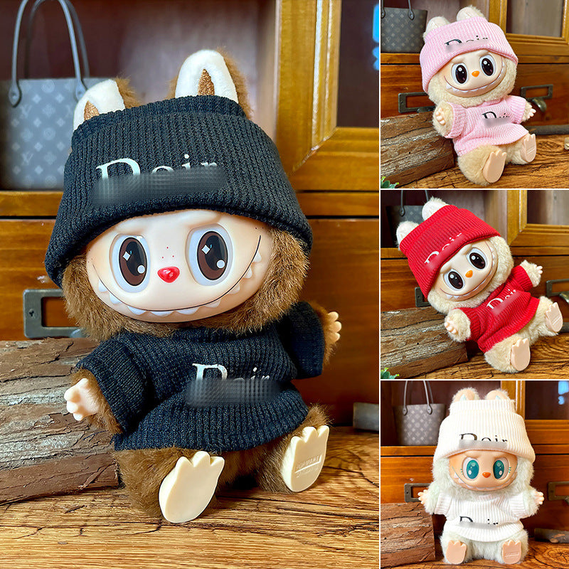 Fashion Suit Hat with Clothes for Labubu V1 V2 V3 Sitting Party Plush Dolls Outfit D
