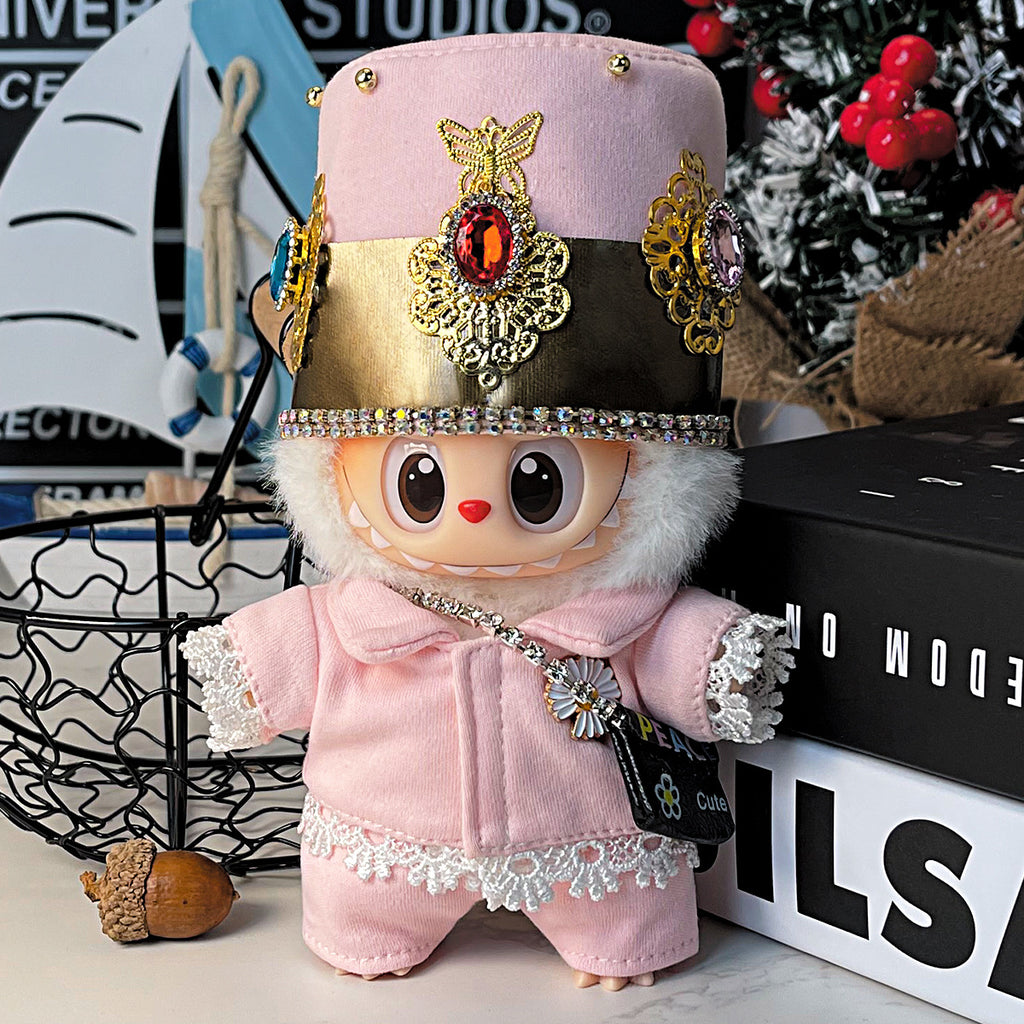 Fashion Pink Suit Clothes Gd With G-Dragon For Labubu Doll V1 V2 V3 Outfit With Pink Hat