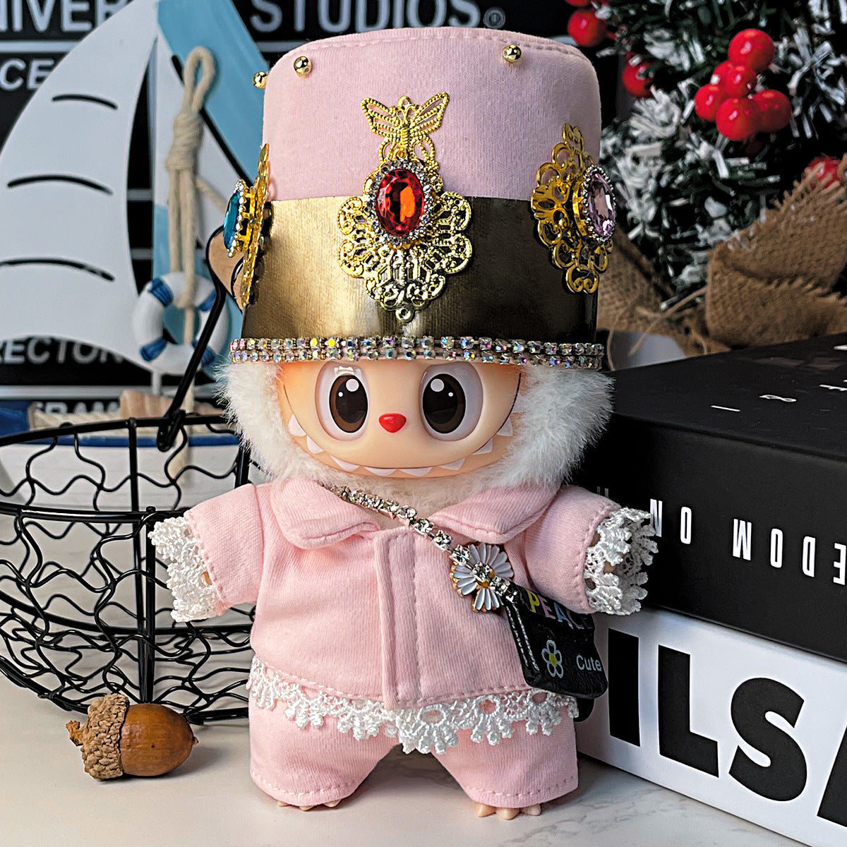Fashion Pink Suit Clothes Gd With G-Dragon For Labubu Doll V1 V2 V3 Outfit With Pink Hat
