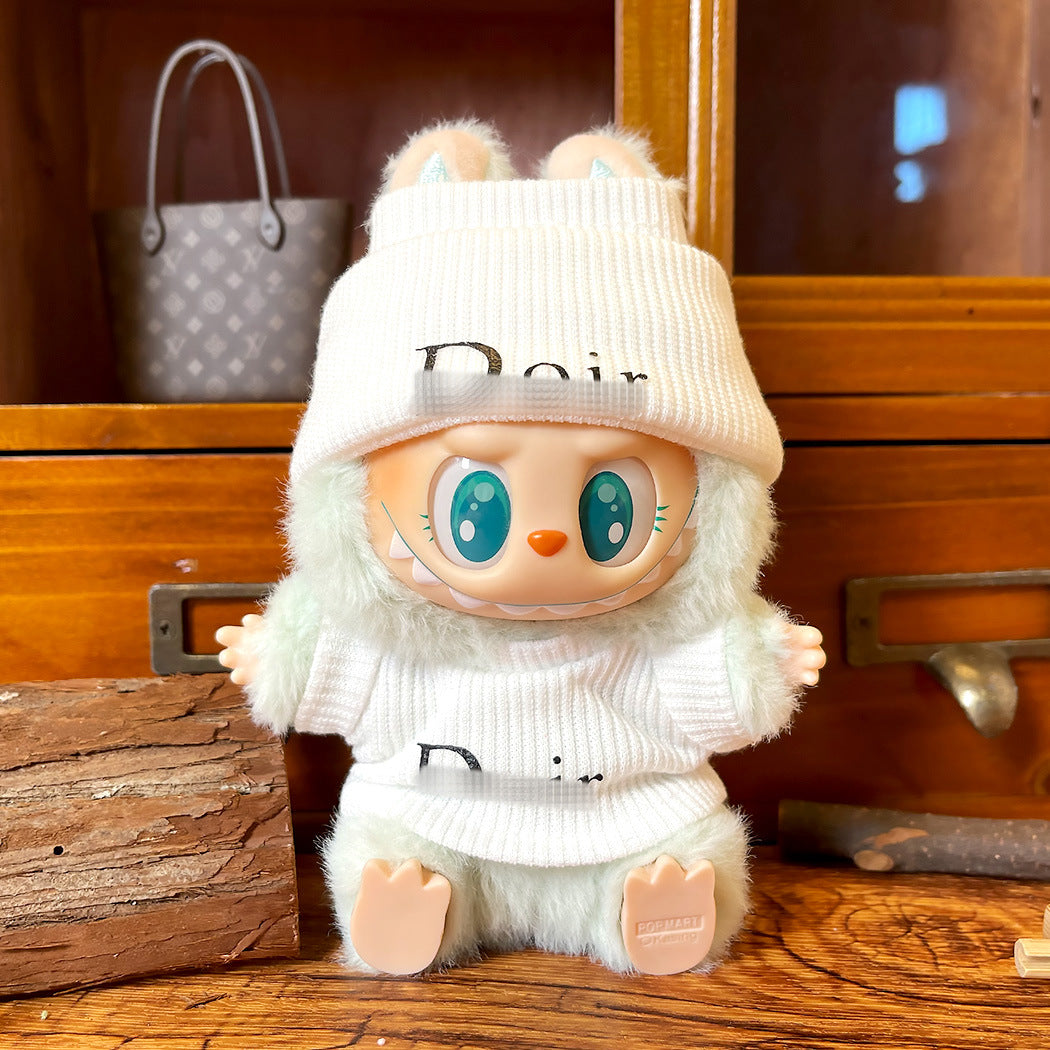 Fashion Suit Hat with Clothes for Labubu V1 V2 V3 Sitting Party Plush Dolls Outfit D