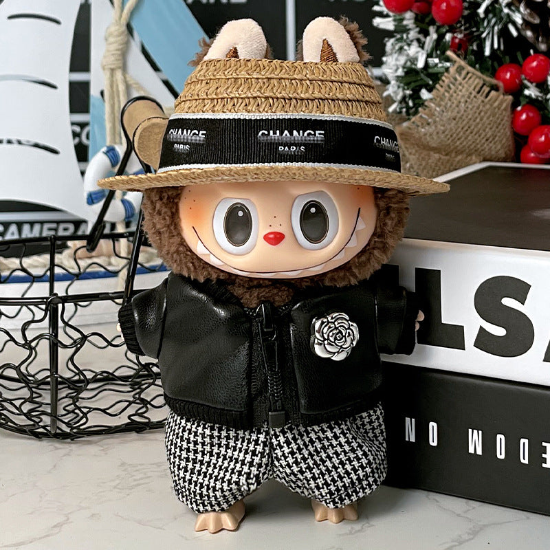 Cool Black Leather Jacket Clothes Gd With G-Dragon For Labubu Doll V1 V2 V3 Outfit