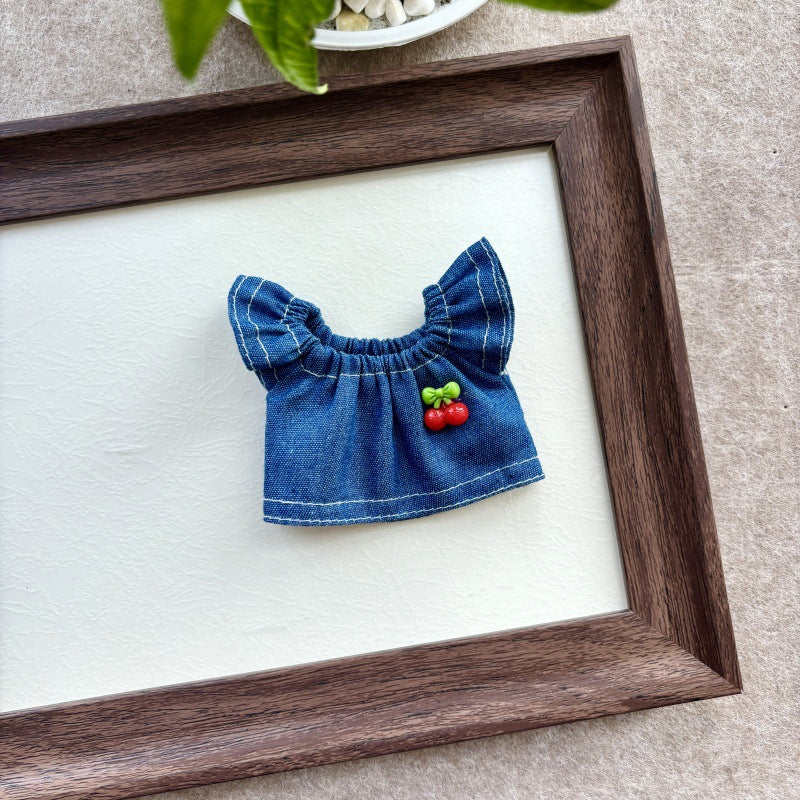 For 15-17 Cm Labubu V1 V2 V3 Cute Bow Cowboy Dress Baby Clothes Set Clothing Accessories Outfit