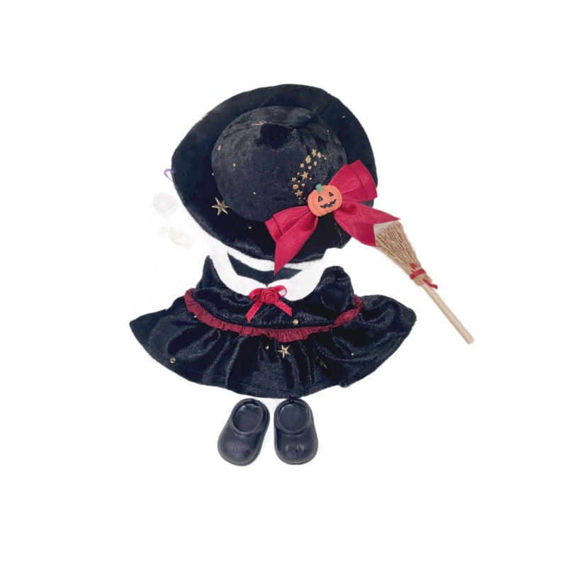 Halloween Clothing For Labubu Dolls 15/17cm 1st-3rd Gen Little Witch Rose Dress With Pumpkin Hat