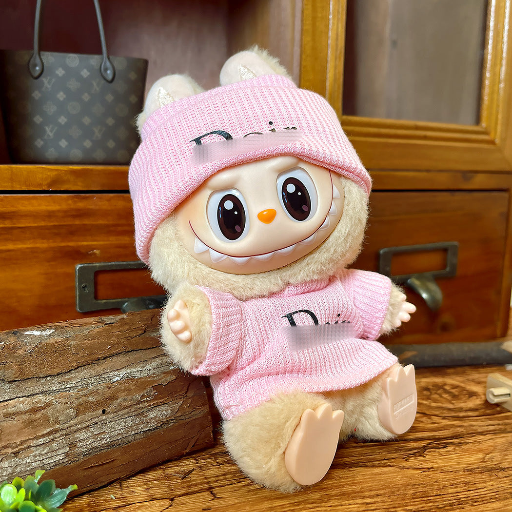 Fashion Suit Hat with Clothes for Labubu V1 V2 V3 Sitting Party Plush Dolls Outfit D