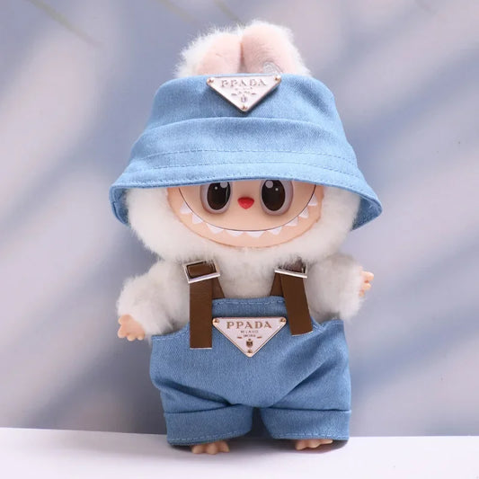 For 17cm Labubus Mini Doll luxury clothing Outfit Hat Clothes Labubu II Doll Strap pants set Sitting Party Game Toys accessories