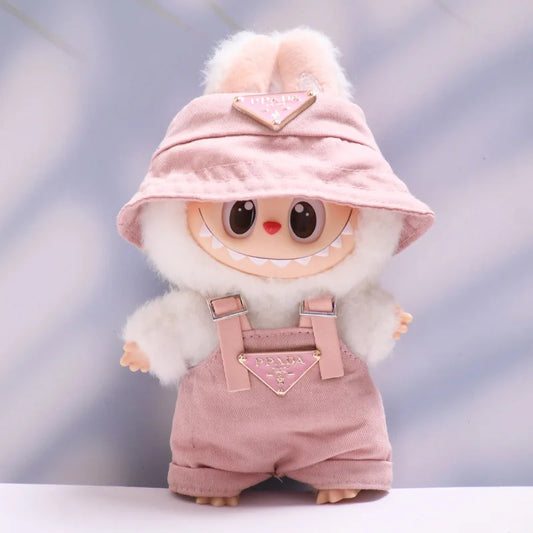 For 17cm Labubus Mini Doll luxury clothing Outfit Hat Clothes Labubu II Doll Strap pants set Sitting Party Game Toys accessories