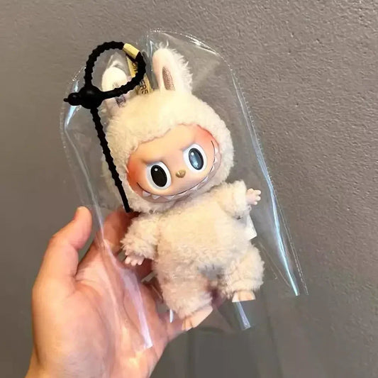 Portable Transparent PVC Organizer Box Anti-dust Protective Cover Waterproof Anti-dirty Keychain Bag For labubu Doll outfit